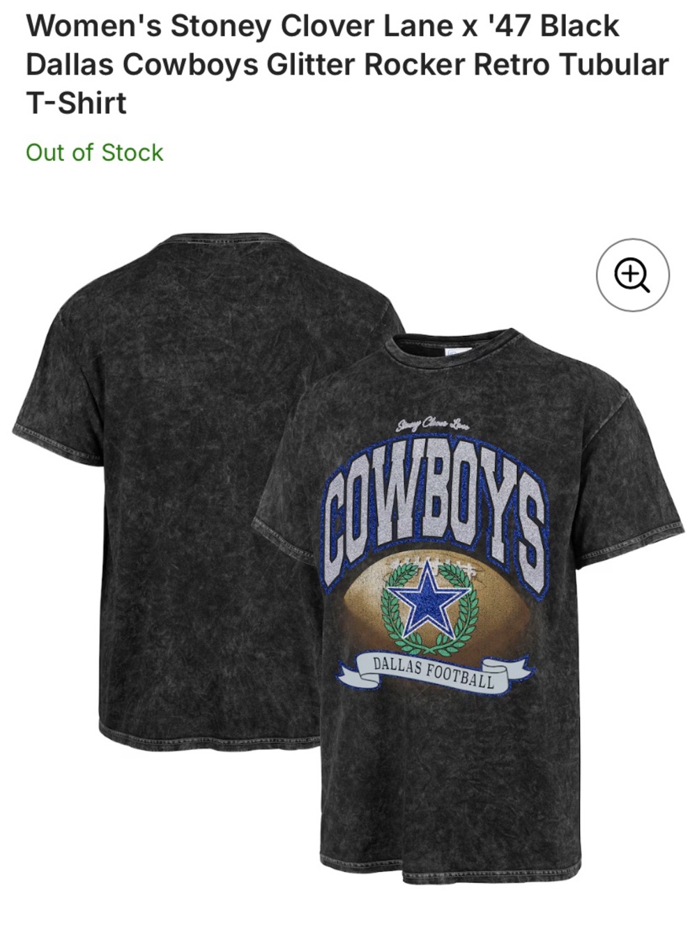 Dallas Cowboys Black Retro Glitter Tubular T-Shirt